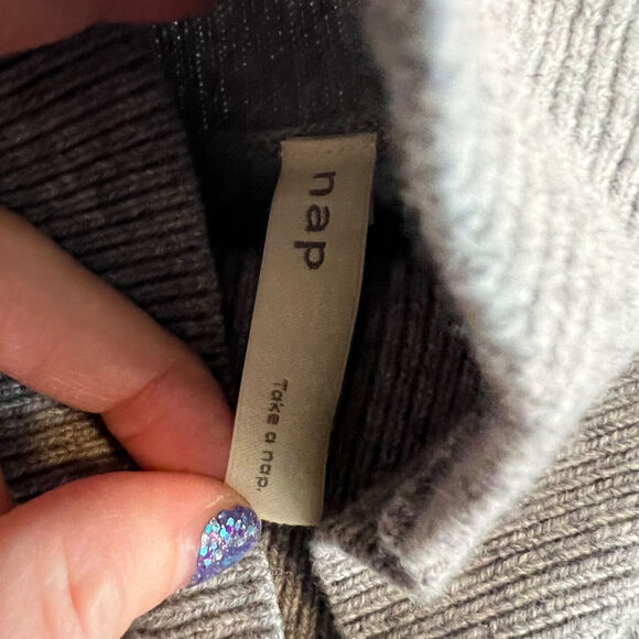 Nap Loungewear Sweater Womens OS Grey Slant Turtleneck Wool Minimal Preppy - Picture 10 of 13